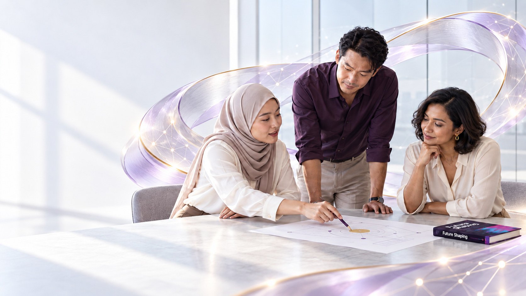 Colleagues collaborating around a table